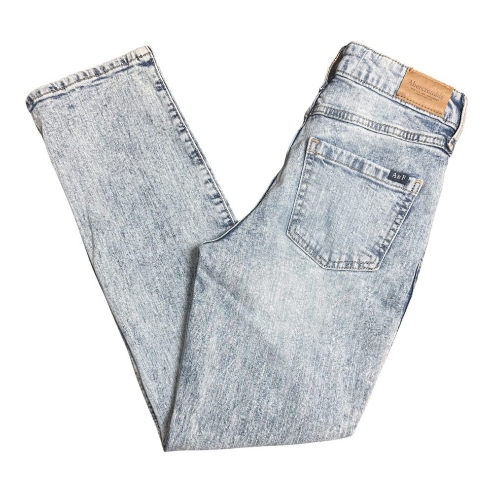 Abercrombie Kid High Rise Straight Distressed Acid Wash Jeans Size 11/12 Regular